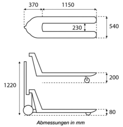 Transpalette Eco, 2500 kg force, polyuréthane/polyuréthane  L