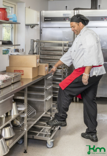 Kongamek Chariot avec barre de poussée en acier inoxydable, force 100 kg, plateau longueur x largeur 820 x 520 mm  L