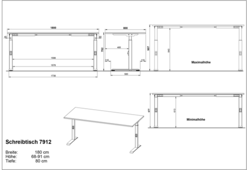 Bureau à hauteur réglable GW-MAILAND 7912  L