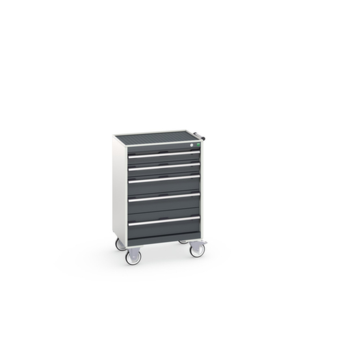 bott Armoire à tiroirs mobile cubio, 5 tiroir(s), RAL7035 gris clair/RAL7016 gris anthracite  L