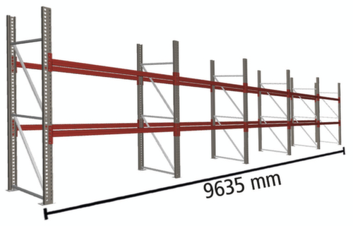 META Rayonnage à palettes MULTIPAL pour 30 palettes, largeur 9635 mm, 2 niveaux de stockage L