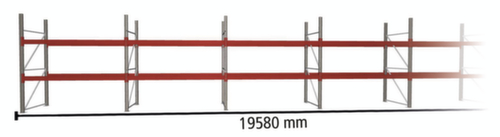 META Rayonnage à palettes MULTIPAL pour 63 palettes, largeur 19580 mm, 3 niveaux de stockage