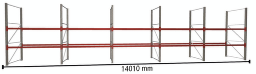 META Rayonnage à palettes MULTIPAL pour 45 palettes, largeur 14010 mm, 3 niveaux de stockage L