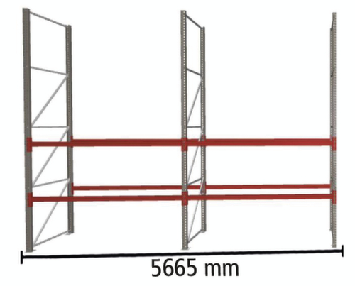 META Rayonnage à palettes MULTIPAL pour 18 palettes, largeur 5665 mm, 3 niveaux de stockage
