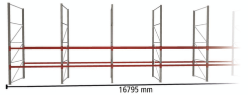 META Rayonnage à palettes MULTIPAL pour 54 palettes, largeur 16795 mm, 3 niveaux de stockage