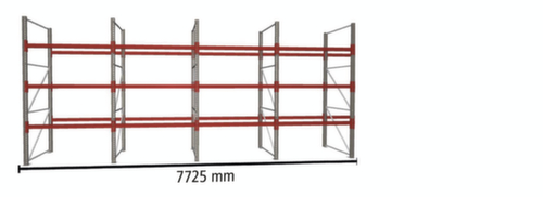 META Rayonnage à palettes MULTIPAL pour 32 palettes, largeur 7725 mm, 4 niveaux de stockage