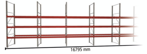 META Rayonnage à palettes MULTIPAL pour 72 palettes, largeur 16795 mm, 4 niveaux de stockage  L