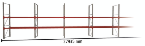 META Rayonnage à palettes MULTIPAL pour 60 palettes, largeur 27935 mm, 3 niveaux de stockage  L