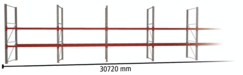 META Rayonnage à palettes MULTIPAL pour 66 palettes, largeur 30720 mm, 3 niveaux de stockage  L