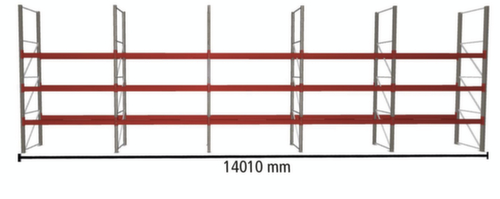 META Rayonnage à palettes MULTIPAL pour 40 palettes, largeur 14010 mm, 4 niveaux de stockage L