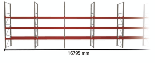 META Rayonnage à palettes MULTIPAL pour 48 palettes, largeur 16795 mm, 4 niveaux de stockage L