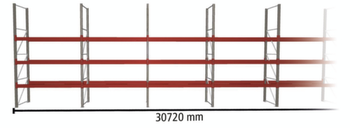 META Rayonnage à palettes MULTIPAL pour 88 palettes, largeur 30720 mm, 4 niveaux de stockage L