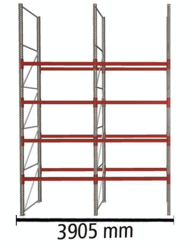 META Rayonnage à palettes MULTIPAL pour 20 palettes, largeur 3905 mm, 5 niveaux de stockage L