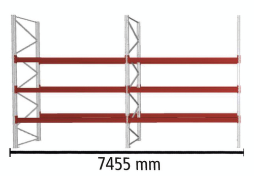 META Rayonnage à palettes MULTIPAL pour 32 palettes, largeur 7455 mm, 4 niveaux de stockage L