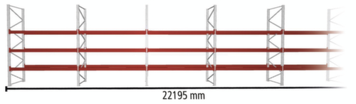 META Rayonnage à palettes MULTIPAL pour 96 palettes, largeur 22195 mm, 4 niveaux de stockage L