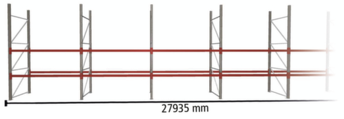 META Rayonnage à palettes MULTIPAL pour 90 palettes, largeur 27935 mm, 3 niveaux de stockage L