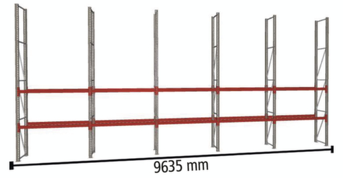 META Rayonnage à palettes MULTIPAL pour 20 palettes, largeur 9635 mm, 4 niveaux de stockage L