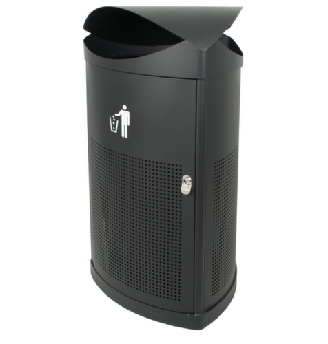 Poubelle avec toit de protection, 60 l, noir