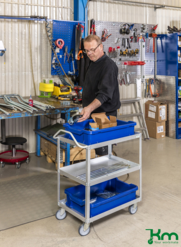 Kongamek Chariot à étagères Aluzink, force 150 kg, 3 plateaux L