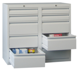 PAVOY Armoire à tiroirs Basis RAL7035, 10 tiroir(s), RAL7035 gris clair/RAL7035 gris clair