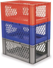 Bac gerbable norme Europe avec face avant ouverte + parois ajourées, gris, capacité 51 l