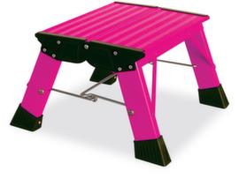 Krause Marchepied pliant PlusLine Treppy en aluminium, hauteur d’estrade 200 mm, rose fuchsia