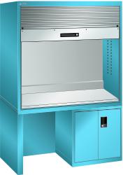 LISTA Poste informatique avec rideau, RAL 5012 bleu clair/RAL 5012 bleu clair