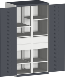 bott Armoire à panneaux perforés cubio avec cloison centrale, 4 tiroir(s)