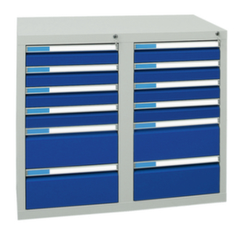 stumpf Armoire à tiroirs ES 510, 12 tiroir(s), RAL7035 gris clair/RAL5010 bleu gentiane