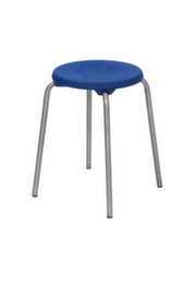 Tabouret empilable en acier inoxydable, assise bleu, pieds