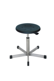 Tabouret pivotant en acier inoxydable, assise noir, patins