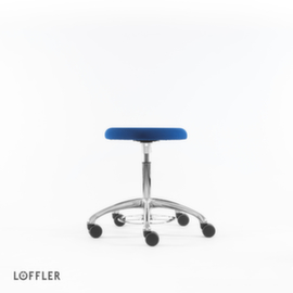 Löffler Tabouret pivotant Ergo avec piètement bombé, assise bleu, roulettes