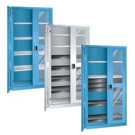 LISTA Armoire à portes vitrées avec tablettes et tiroirs