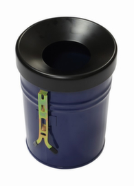 Poubelle antifeu FIRE EX pour fixation murale, 16 l, bleu, partie supérieure noir