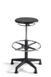 tabouret pivotant avec repose-pieds circulaire, assise noir, patins