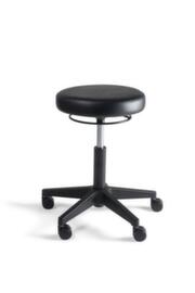 tabouret pivotant avec revêtement en similicuir, assise noir, 5 roulettes