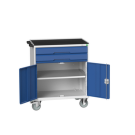 bott Chariot à outils verso, 2 tiroirs, 1 armoire, RAL7035 gris clair/RAL5010 bleu gentiane