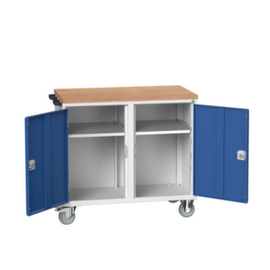 bott poste de travail mobile verso, 2 armoires, RAL7035 gris clair/RAL5010 bleu gentiane