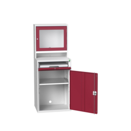 bott armoire informatique verso avec compartiment écran, RAL7035 gris clair/RAL3004 rouge pourpre