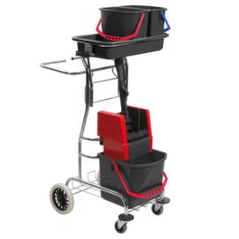 Vermop Chariot de nettoyage Variant Varietta avec presse à balais et porte-sacs à déchets, 2x6 l/1x17 l seau en ROUGE/BLEU