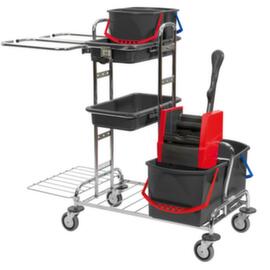 Vermop Chariot de nettoyage Variant Variant 27 avec presse à balais et porte-sacs à déchets, 2x6 l/2x17 l seau en ROUGE/BLEU