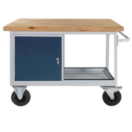 Établi mobile, 1 armoire, 2 tablettes, RAL7035 gris clair/RAL7016 gris anthracite