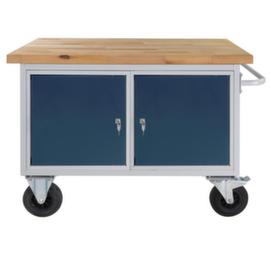 Établi mobile, 2 armoires, 2 tablettes, RAL7035 gris clair/RAL7016 gris anthracite