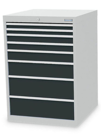 Bedrunka + Hirth Armoire à tiroirs, 8 tiroir(s), RAL7035 gris clair/RAL7016 gris anthracite
