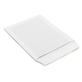 Pochette &agrave; dos carton blanche avec fermeture adh&eacute;sive