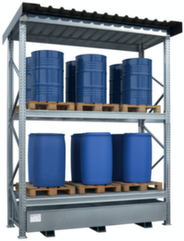 Lacont Rayonnage à palettes pour produits dangereux à ciel ouvert FRP-W 2-27 avec bac de rétention