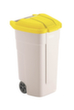 Rubbermaid Poubelle pour matières recyclables, 100 l, beige, couvercle jaune