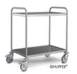 Hupfer Chariot à plateaux en acier inoxydable avec tapis antibruit, force 80 kg, 2 plateaux