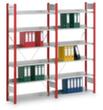 Rayonnage sans boulons pour classeurs, 6 tablettes, montant RAL3000 rouge vif  S