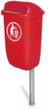 Poubelle selon DIN 30713, 50 l, pour fixation murale ou sur montants, rouge